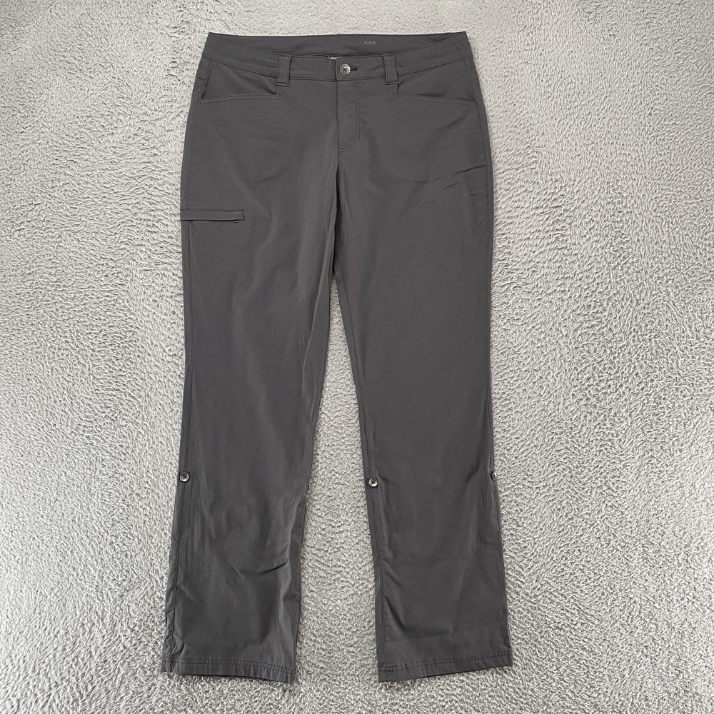 Eddie Bauer Hiking Pants Womens 12 Gray Straight Leg Stretch Zip Trail Outdoor